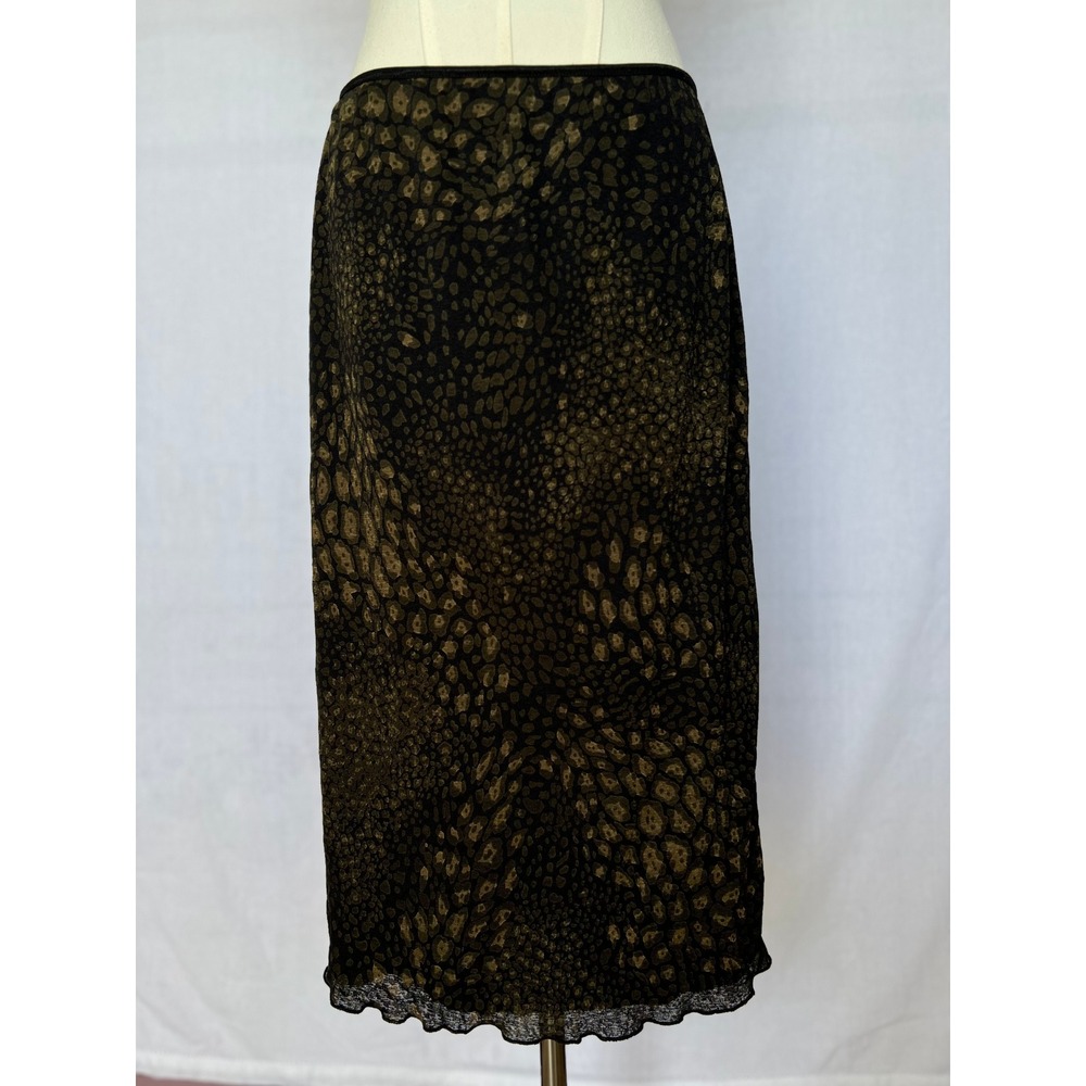 VTG 90s b.i.y.a.y.c.d.a Leopard Print Mesh Midi Skirt Size [8] Grunge